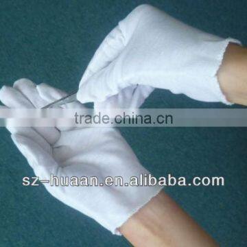 popular Cleanroom ESD White Soft 100% Cotton Work Gloves