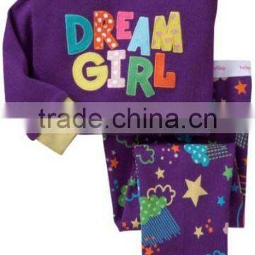 children's purple with dream girl letter pajamas suits kids cotton sleepwear baby fashion sleepwear