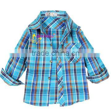 new fashon blue comfortable cotton baby boy plaid shirt fabric