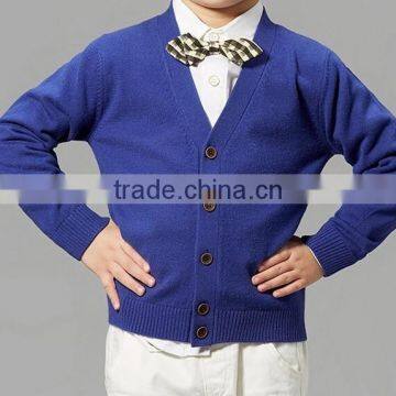 high quality cotton V neck long sleeve children shool uniform cardigan