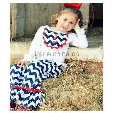 Wholesale Persnickety Girls Tracksuits Bulk Boutique Girls Chevron Outfits Baby Girls Long Sleeves Top and Chevron Ruffles Pants