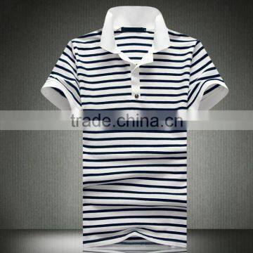 promotional high quality 2016 fashional 100% cotton striped polo shirt for men