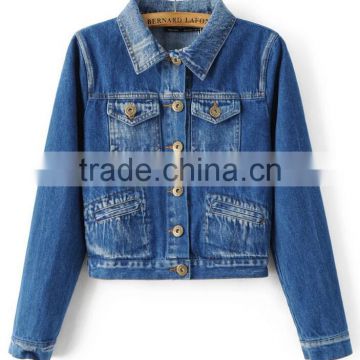 Runwaylover EY1013C Hot Sale 2016 Women Fashio Washed Denim Jackets