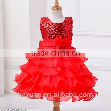 Nonsleeve One Piece Kids Long Lace Dress Children Girls Colorful Lace Dress photo-3