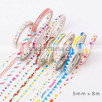 5mm*8m decoration washi paper customized adhesive paper planner accessories