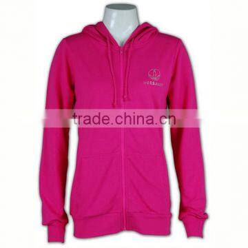 Women Zip up Sweatshirt Hoodies Pink Jacket photo-3