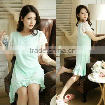 Sleep Shirt Breathable Lace Patchwork Wholesale Cotton Sexy Pajamas photo-2