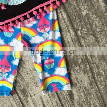 Baby Girls Summer Clothes Girls Children Troll Hair Capcake Outfits Kids Rainbow Capri Pants Outfits With Accessories photo-4