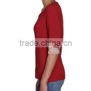 Women's Fashion 100% Cotton Half Sleeve Red Tee photo-4