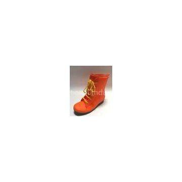 Orange Ankle Womens Rain Boot , Lace Up Size 42 Lining Polyester