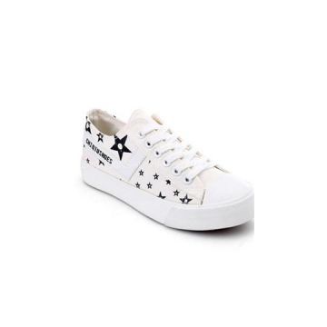 White Fashion Women\'\'s Stars Printed Casual Trainers Sneakers