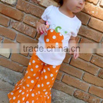 2017 Fall Pumpkin Embroidery Girls Custom Boutique Clothing