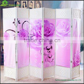 Canvas printing wood folding partition screen hanging folding screen sliding doors interior room divider GVSD011