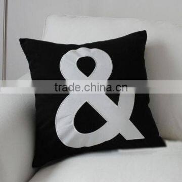 Black & White Embroidery "&" Pillow Case Decorative Cushion Cover
