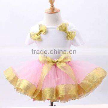 2017 Hot Sell Princess Tutu ,pink Bow-knot Suit , White T-shirt+tutu From 2-7 Years photo-4