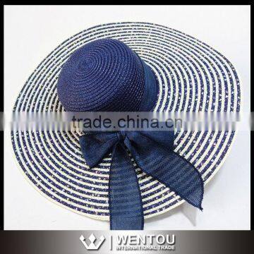 Women Floppy Large Brim Stripe Sun Hat photo-2