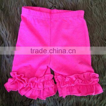 Wholesale boutique pink solid color elasticity cotton wholesale baby knit ruffle shorts MH5051314