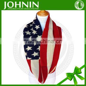 2017 Hot selling Jacquard Acrylic American Flag Infinity Scarf