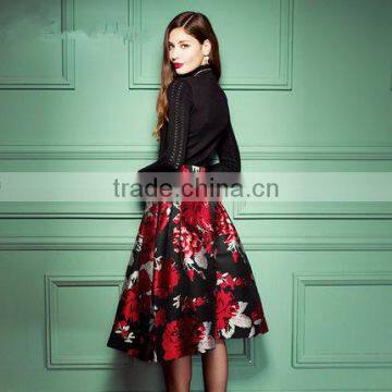 Hot Sale Latest Ladies Long Skirts Floral Printed Tutu Skirts,Fashion Floral Printed Long Tutu Skirts For Ladies photo-3