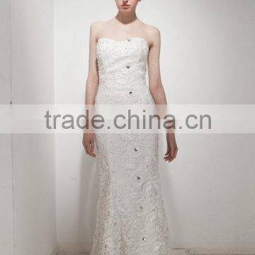 Wedding Gowns 2017 Bridal Dress Shoulder Belt Chiffon Sleeveless Elegant Prom Wedding Gowns Mermaid Lace Wedding Dress AS307 photo-2