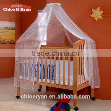 Fashion wooden baby furniture baby crib attachable baby bed with cradle mosquito net