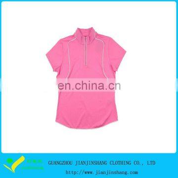 Hot Pink Stand Collar Quarter Zip Short Sleeve Jackets For Hot Girl