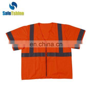 Zipper orange reflector safety vest