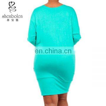 2015 Wholesale Rayon Bright Color Summer Knitted Short Fat Women Dress photo-3