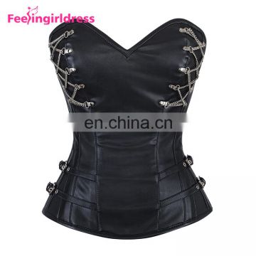 Wholesale Black 11 Steel Boned Sexy Mature Women Slimming Steampunk Corset