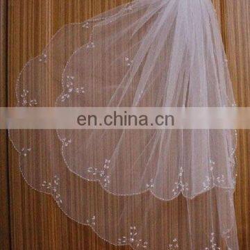 New Hot 2013 2T White ivory Elbow Beaded Edge pearl sequins Bridal Wedding Veil