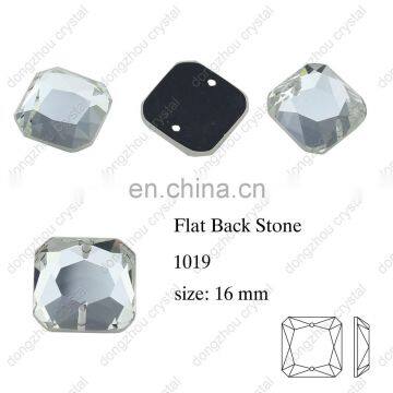 DZ-1019 flat back glass stones with holes for garment accessories