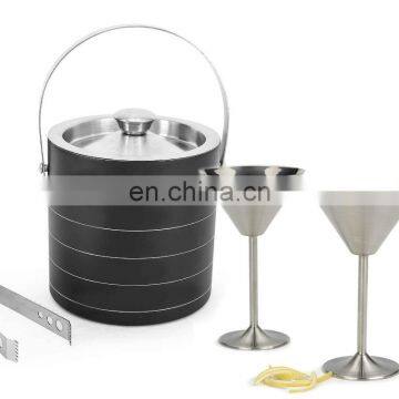 Bar Tool Set 100% Stainless Steel Bartender Cocktail Shaker Set With Base