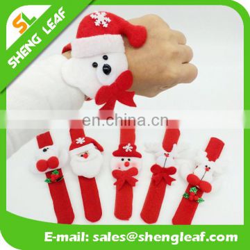 wholesale plush slap bandled x-mas slap bracelet fashion party christmas bracelet kids hot sale christmas bracelet