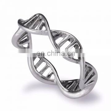 Custom Alloy Rose Gold /Gold /Silver DNA Hollow-out Ring Spiral Personality Molecules Boys Finger Rings photo-3
