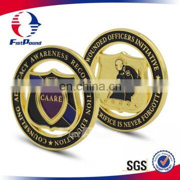 Custom Cut out Challenge Coin with Gold plating