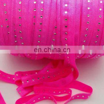 Fashion fold over elastic with crystal stones