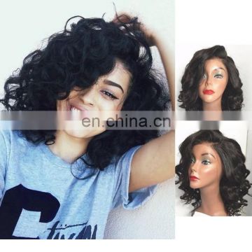 2017 Bob style glueless short lace wig brazilian human hair lace front wigs overnight delivery side part lace front wigs