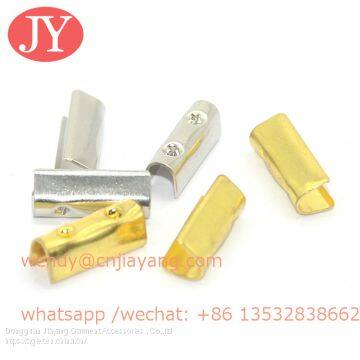 Dongguan Jiayang 4 dots metal crimps 20mm cord end Metal Fold Over Strong Crimp Head