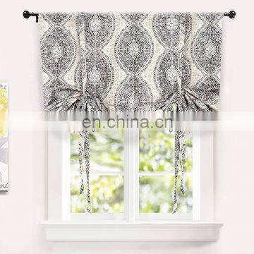 Floral Pattern Thermal Insulated Blackout Window Adjustable Balloon kitchen curtains window