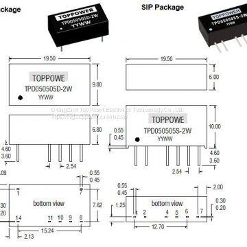 DC-DC Converter / TPB / 1W / 3KVDC Isolation / Dual Output / SIP / Low Output Ripple Noise photo-2