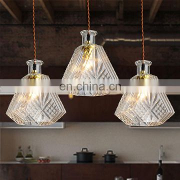 European Minimalist Style Bottle Shape Glass Pendant lamps lamparas de lujo para sala y comedor