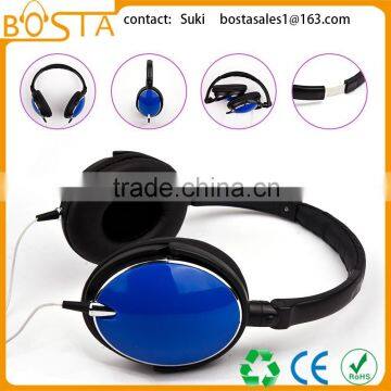 Foldable retractable headphone headset with optional mic and colors