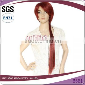 High quality beauty long synthetic red cosplay wig