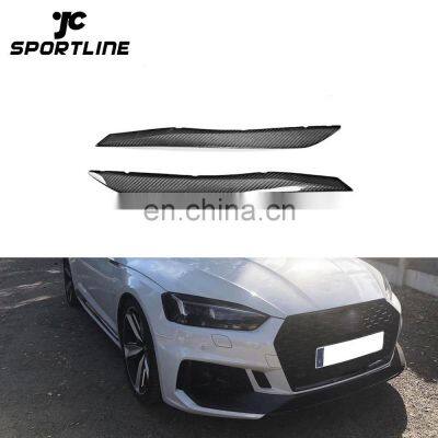 Dry Carbon Fiber A5 S5 RS5 Headlight Eyebrows for Audi 17-18