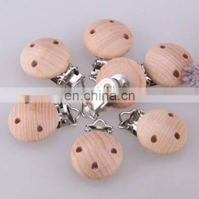 High Quality 25mm Holes Custom Round Shirt Maple Pacifier Wood Suspender Clip photo-5