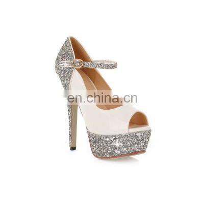 ladies glitter high heel platform sandals shoes women 5 inch heel design with glitter finish or toe shape can be customized