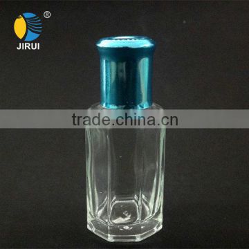 12ml octagonal glass roll on bottle with blue aluminum cap