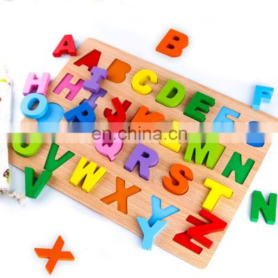 Wooden Alphabet Puzzles Number Puzzles Early Educational Developmental Toy for Toddlers Kids Preschoolers