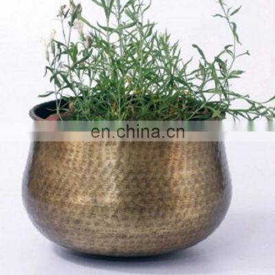 brass antique hammered planter