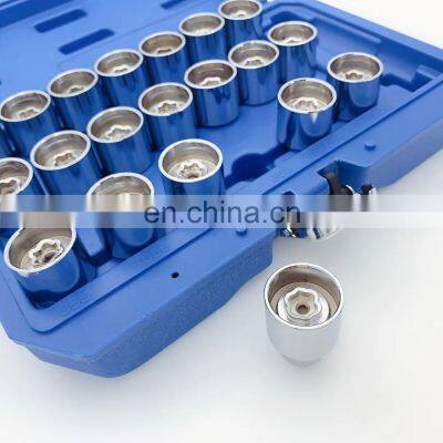 AUSO Car Chrome Iron Quincunx Shape Wheel Nuts Screw Sleeve Nut Socket Tool Set For BMW